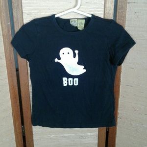 Girls Halloween ghost top 7/8 Boo!